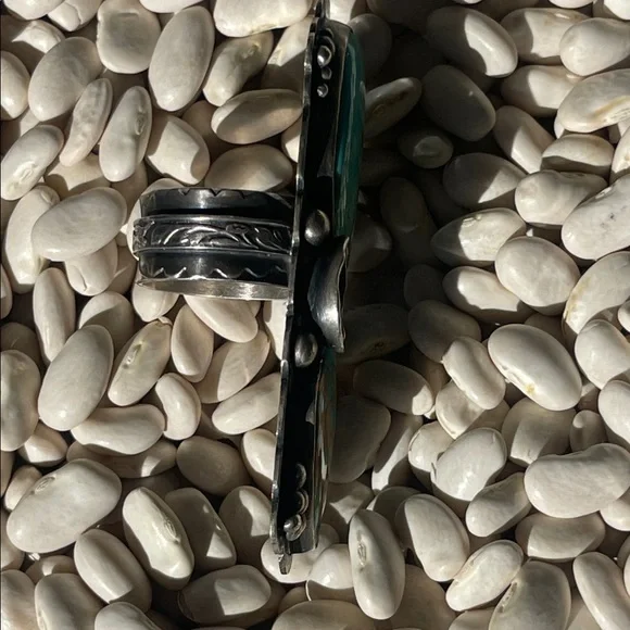Mercury Orchard  vintage one of a kind Turquoise Silver Statement Ring - Picture 10 of 11